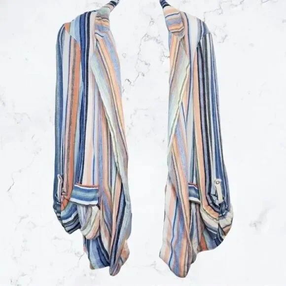 Caslon Linen Blazer Jacket sz M Striped Boyfriend Fit NEW - Picture 6 of 8